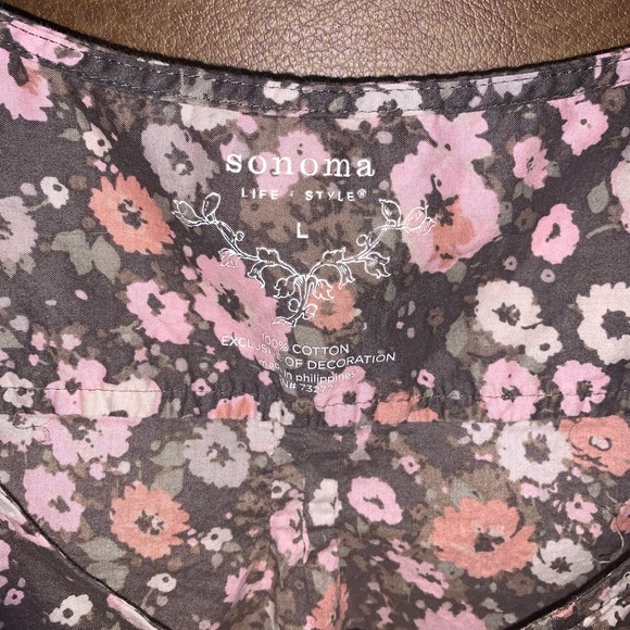 Women's Sonoma Sleeveless Floral Cotton Top Blouse  Size Large - Picture 5 of 7